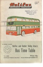 HALIFAX BUS TIMETABLE BOOK SEP