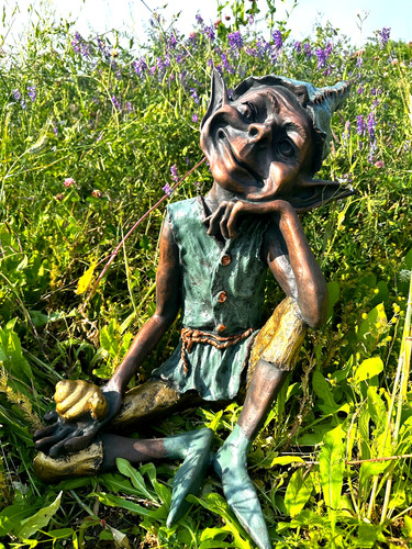 Pixie sitting garden ornament - sitting,