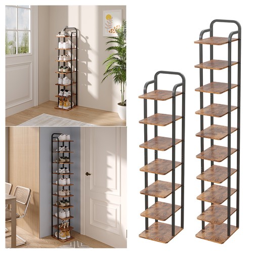 Wooden shoe rack slim vertical - wooden,
