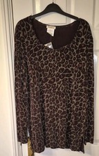 Kim & Co Ladies Casual Top Animal Print Design 2XL but see measurements NWT