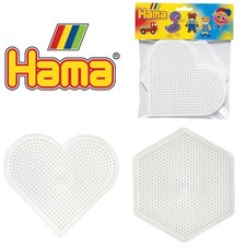 x2 Large White Hama Beads Peg Boards - x1 Large Hexagon x1 Large Heart