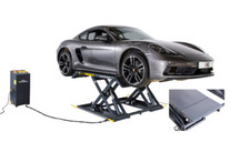 E4G MR40TD-7016 Portable Mid-Rise Scissor Lift – 4 Ton, 1ph Dark Grey Ramps