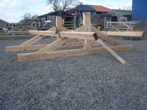 Oak beam king post truss - oak,