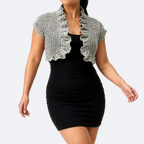 Debut ruffled open knit - ruffled, gray