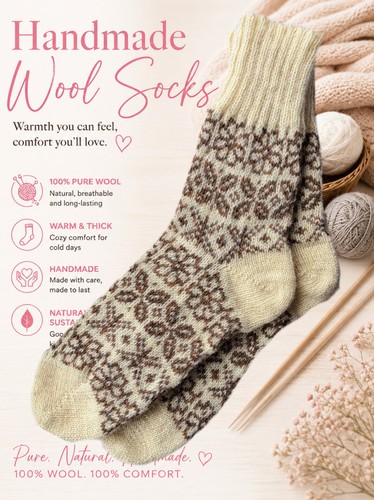 Hand knitted socks - knitted, 100%
