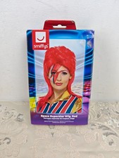 Smiffys Space Superstar Wig, Red , 1970's Disco Fancy Dress, 1970s Dress Up Wigs