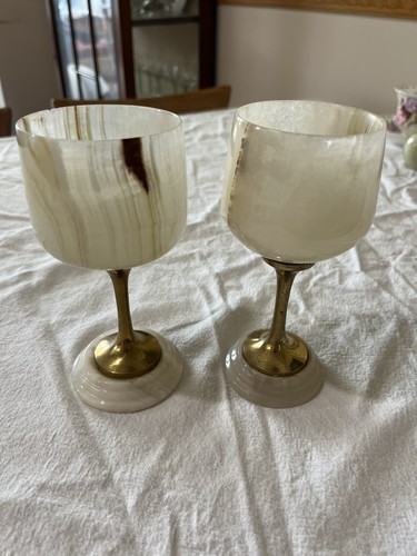 Onyx goblets vintage pair wine - onyx,