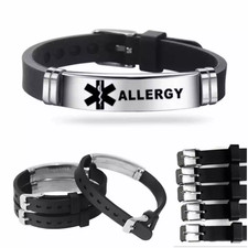 Allergy Allergic Medical Alert Bracelet – Stainless Steel Personalised ID