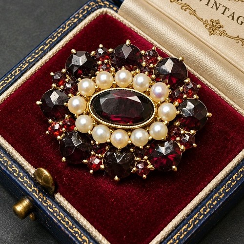 Vintage 9ct gold garnet - 9ct,