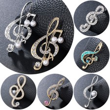 Musical Note Crystal Rhinestone Brooch Pin Wedding Women Jewellery AccessoriesA