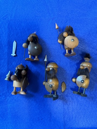 Vintage wooden viking figures - wooden,