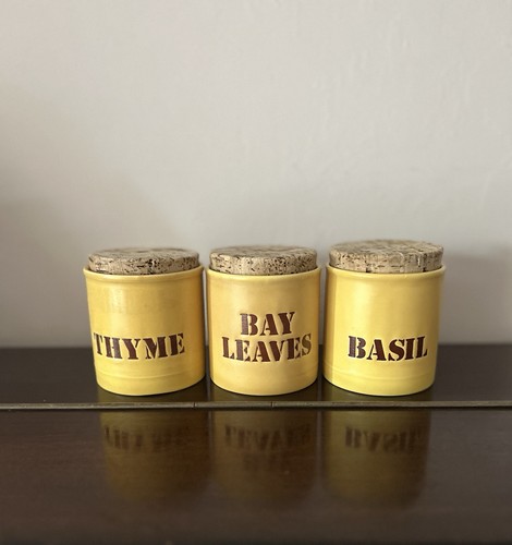 Yellow ceramic spice jars - 3,
