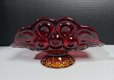 Vtg Amberina Moon & Stars Red