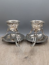 Art Deco Style Vintage Chrome Plated 2 Egg Cups Cruet Breakfast Travel Picnic 