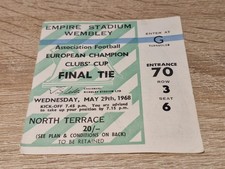 TICKET STUB- BENFICA MANCHESTER UNITED -EUROPEAN CUP FINAL- WEMBLEY- MAY  1968