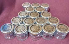 Set of 17 Wilkin & Sons Tiptree Empty Matching Glass Mini Jam Jars Silver Lids