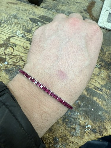 18ct white gold ruby tennis - white,