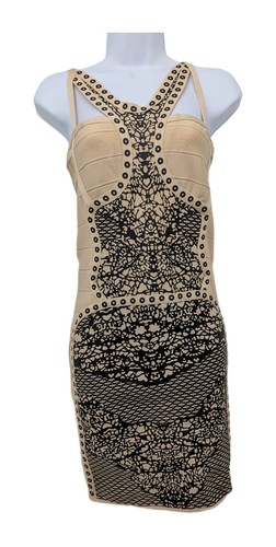 Bcbgmaxazria beige black lace - beige,