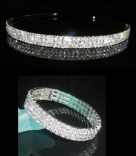 Bridal Prom made with Swarovski Crystal 3 / 5 Row Silver / Gold Tiara w Bracelet
