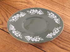 Lord Nelson Pottery Gravy Boat Plate Only Sage Green White Leaf Elijah Cotton