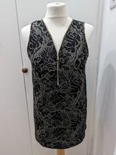 Kim & Co Brazil Knit Zipper Detail Sleeveless Top  Khaki Multi New Size Medium