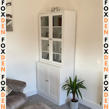 Modern China Cabinet Bookcase Storage Glass Doors Living Room Tallboy Display