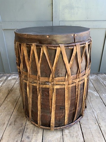 Vintage tribal drum round - vintage,