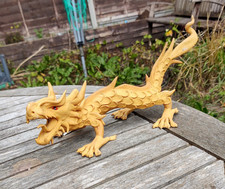 Contemporary Hand-Carved Acacia Wood Dragon Sculpture - FREE SHIPPING