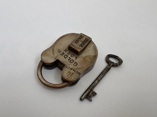 Old brass padlock with - old,