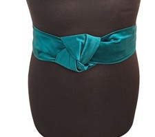 Prada Women's Belt Teal Satin Knot Detail Size One Size T2560 D78