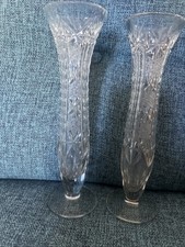 Lead Crystal Bud Vases a Pair