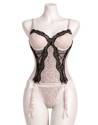 Ladies pale pink lace basque - pale,