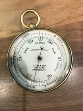 Antique Original Brass Compensated Pocket Barometer & Compass Nautical Maritime