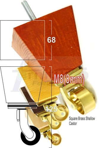 Solid wood brass castor - wood,