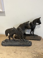 Pair of Antique Victorian Cast Iron Horse Door Stops/Porters