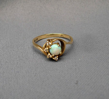Rare asymmetric twist cluster ring 18 carat gold diamonds & opal size P1/2 2.8g
