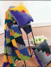 Graphic Blocks blanket  throw afghan Knitting Pattern COPY keep warm