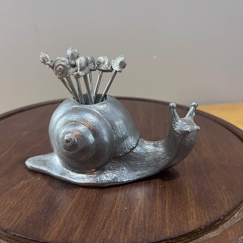 Vtg silver metal snail - vtg,