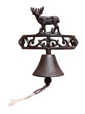 Cast Iron Bell Wall Mounted Standing Reindeer Rustic Retro Indoor Outdoor Bell