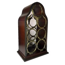 Vintage BOMBAY COMPANY Tabletop Wine Rack Holder 7 Bottle Cherry Wood Bras