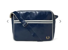 Fred Perry Classic Shoulder Messenger Flight Laptop Bag Navy Blue NEW