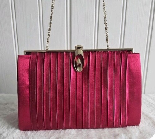 Fuchsia pink satin pleated - fuchsia,
