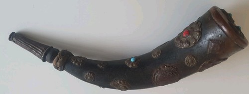 Antique tibetan powder horn - tibetan,