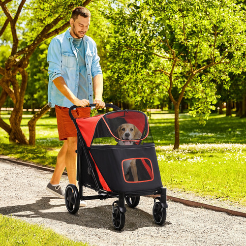 Pawhut red foldable - red, dog