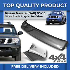 FIT NISSAN NAVARA D40 2005-15 STRONG GLOSS BLACK ACRYLIC STEEL BOLT-ON SUN VISOR