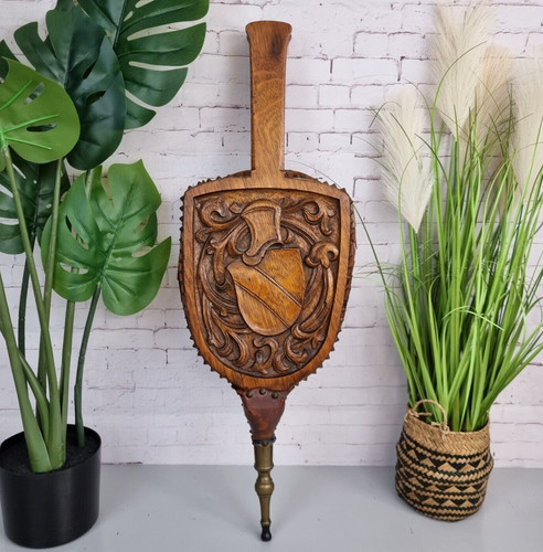 Antique bellows carved wood - antique,
