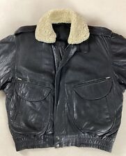 Vintage Leather Flight Jacket Bomber Jacket Shearling Collar Trim Size 48
