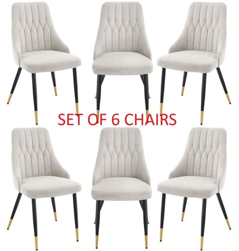 Beige velvet dining chairs - beige,