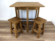DINING TABLE Corona Pine Drop Leaf Extendable Wall Table 2 Stools FREE DELIVERY