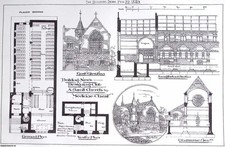 1889 : SMALL CHURCH DESIGN BY MEDICINE CHEST. AN ORIGINAL PAGE FROM THE BUILDING